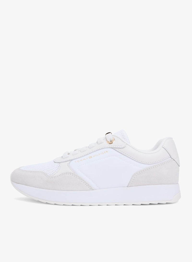TOMMY HILFIGER Suede Mixed Texture Mesh Serrated Trainers - Image 2